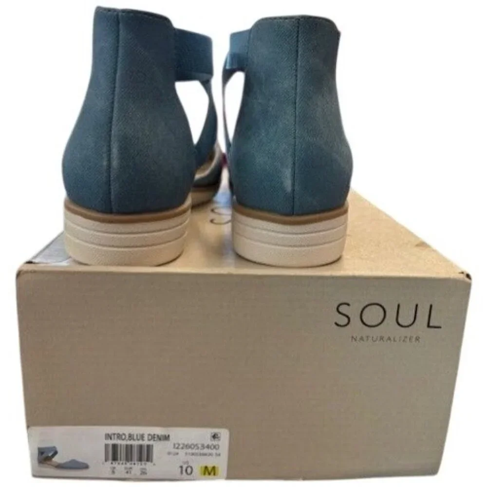 Soul Naturalizer Womens Intro Blue Denim Ankle Strap Flat Shoes Size 10M - Picture 2 of 7